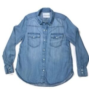 Lola River Tencel Chambray Button Down Shirt Womens S Light Blue Western Coastal